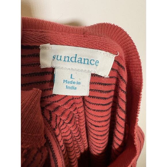 SUNDANCE Candice Stripped Easy Dress 100% Cotton Henley Casual Weekend Large - Picture 11 of 12